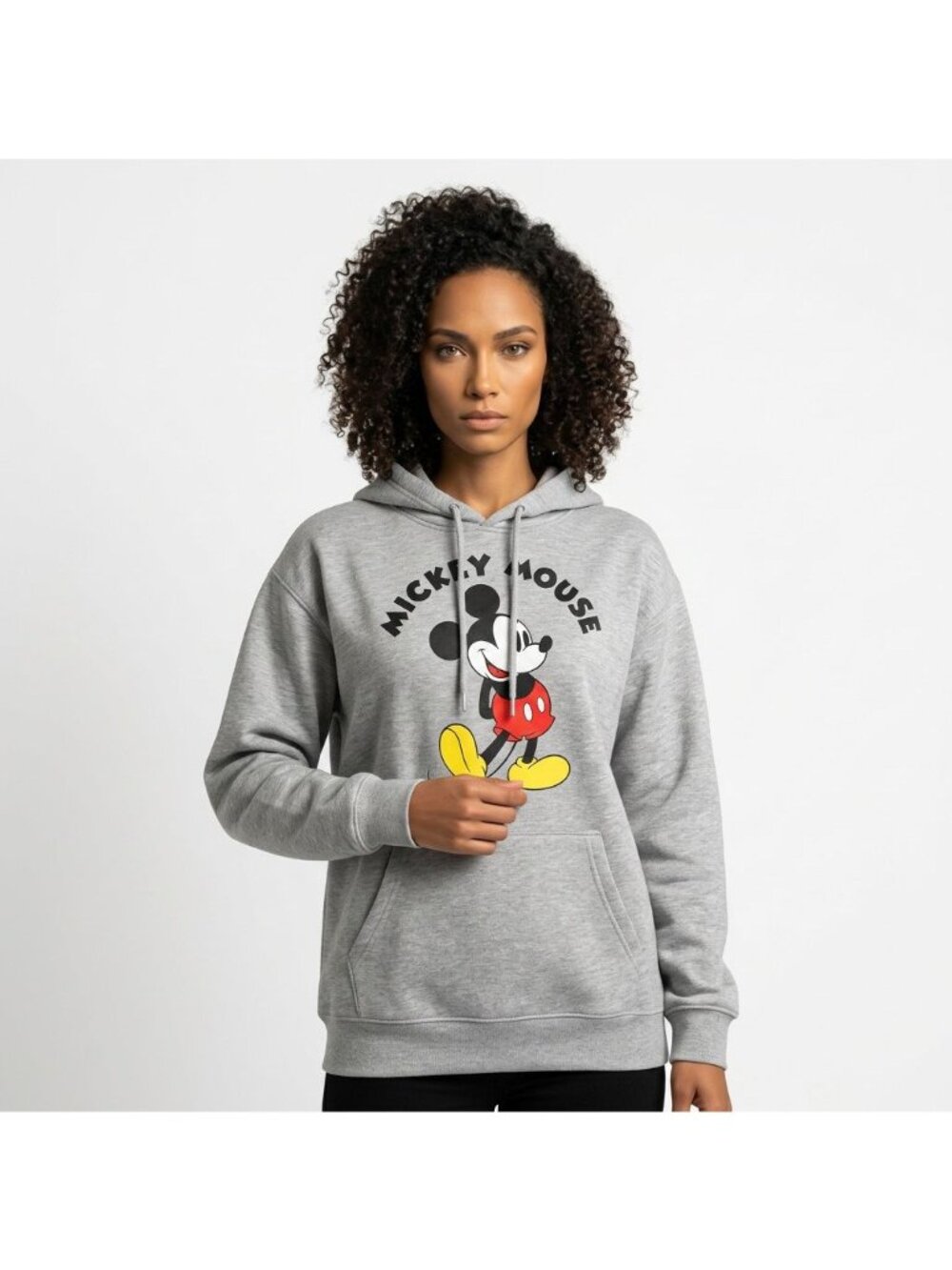 Mickey Mouse Grey Sweatshirt With Drawstring Hood & Front Pocket Unisex XL